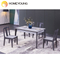 Artificial natural Korea Italy Dubai white grey rectangular deluxe 6 8 10 12 marble top class dining table and chair cover