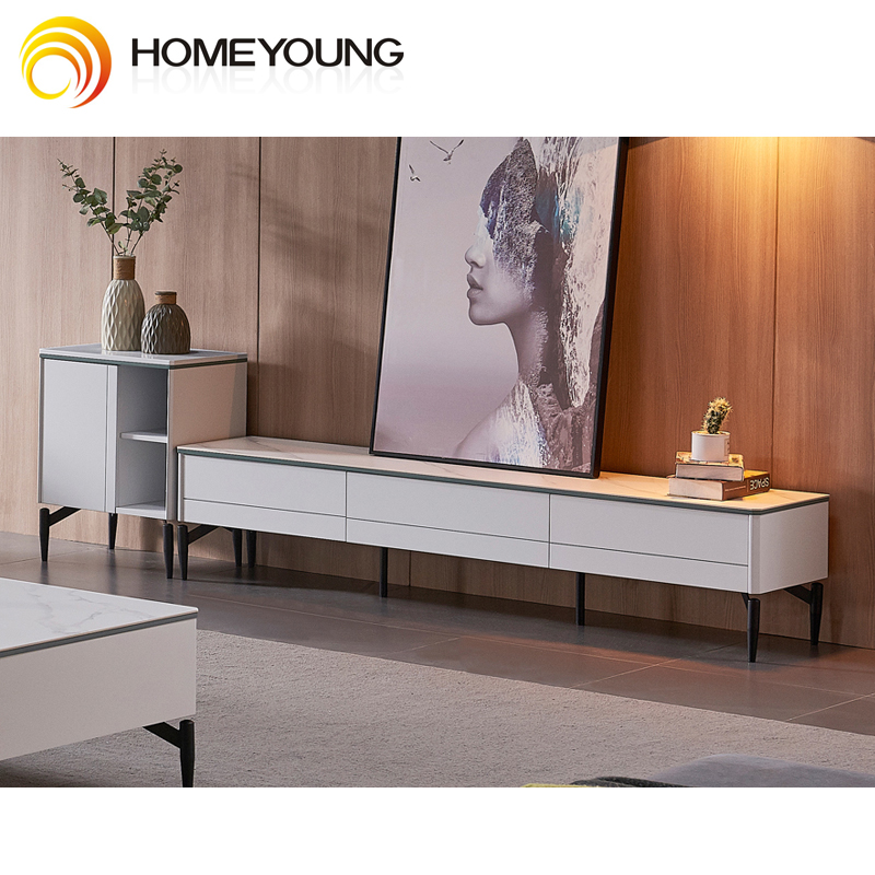 Living room furniture is simple rectangular medium density wood wall unit TV cabinet