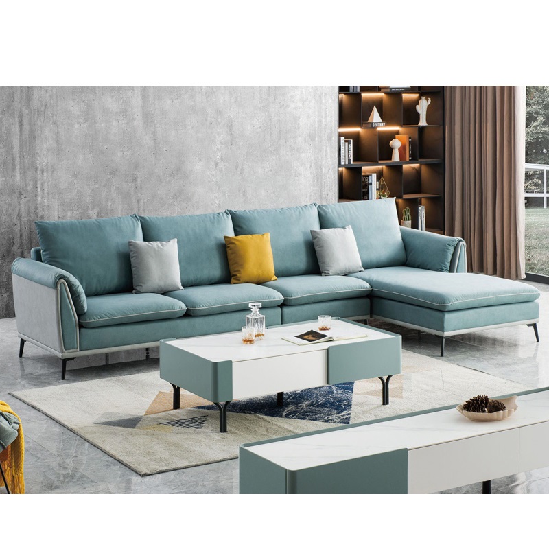 Postmodern light luxury European style living room sofa stretch sponge fabric corner sofa